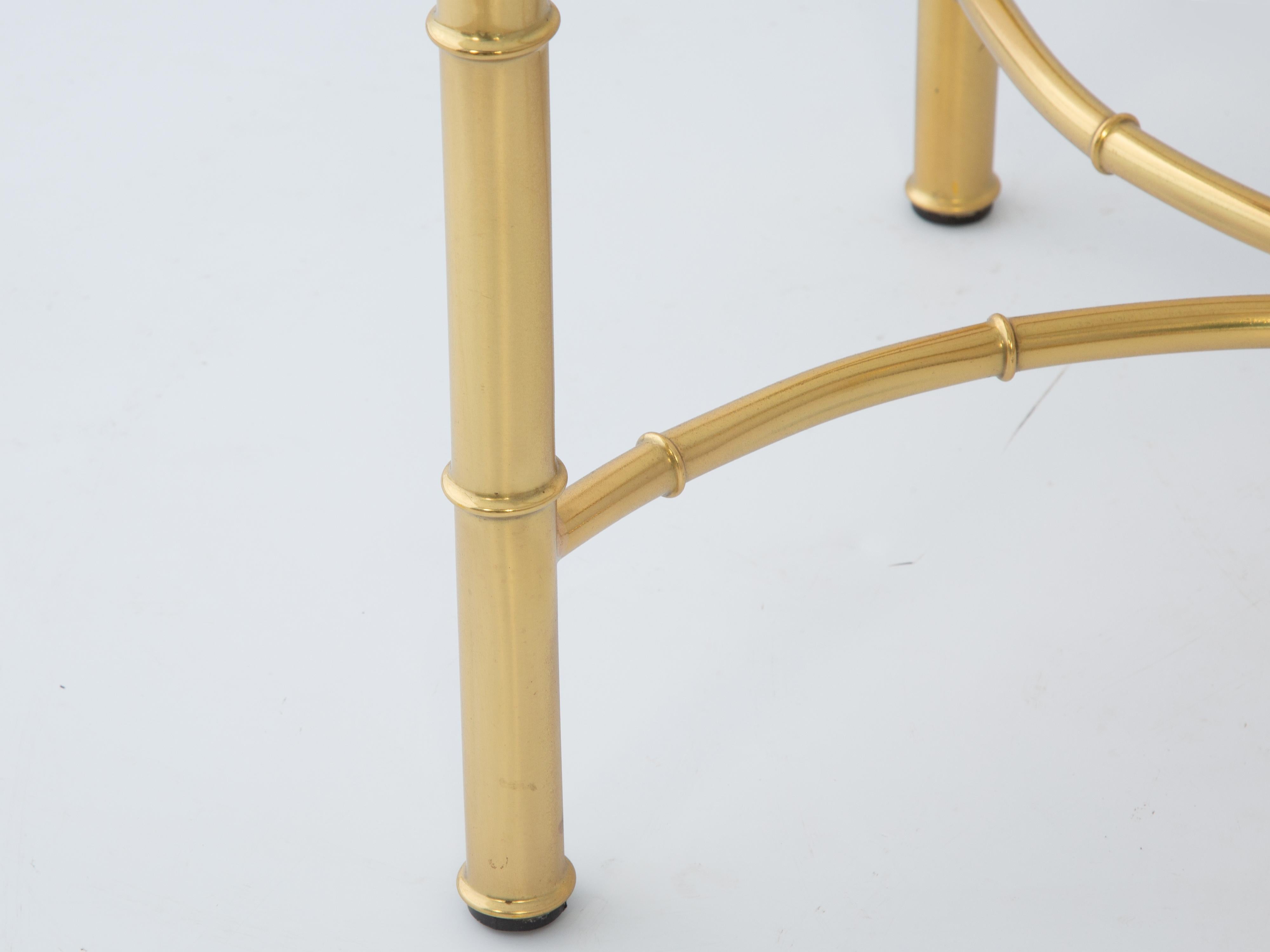 Vintage Polished-Brass Faux Bamboo Tray Tea Table 2