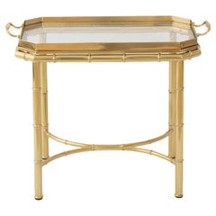 Vintage Polished-Brass Faux Bamboo Tray Tea Table