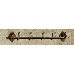 Vintage Polished Brass Horse Head Coat Rack