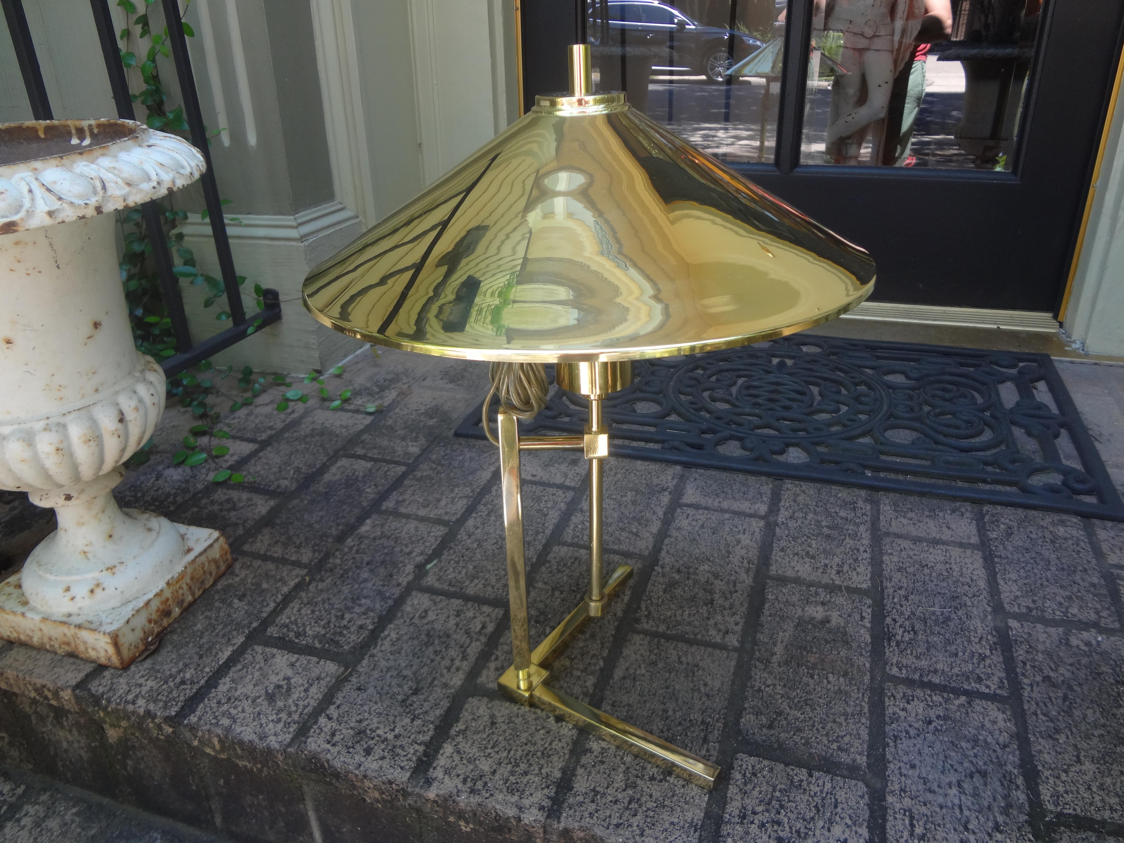 Vintage Polished Brass Lamp with Brass Shade 3