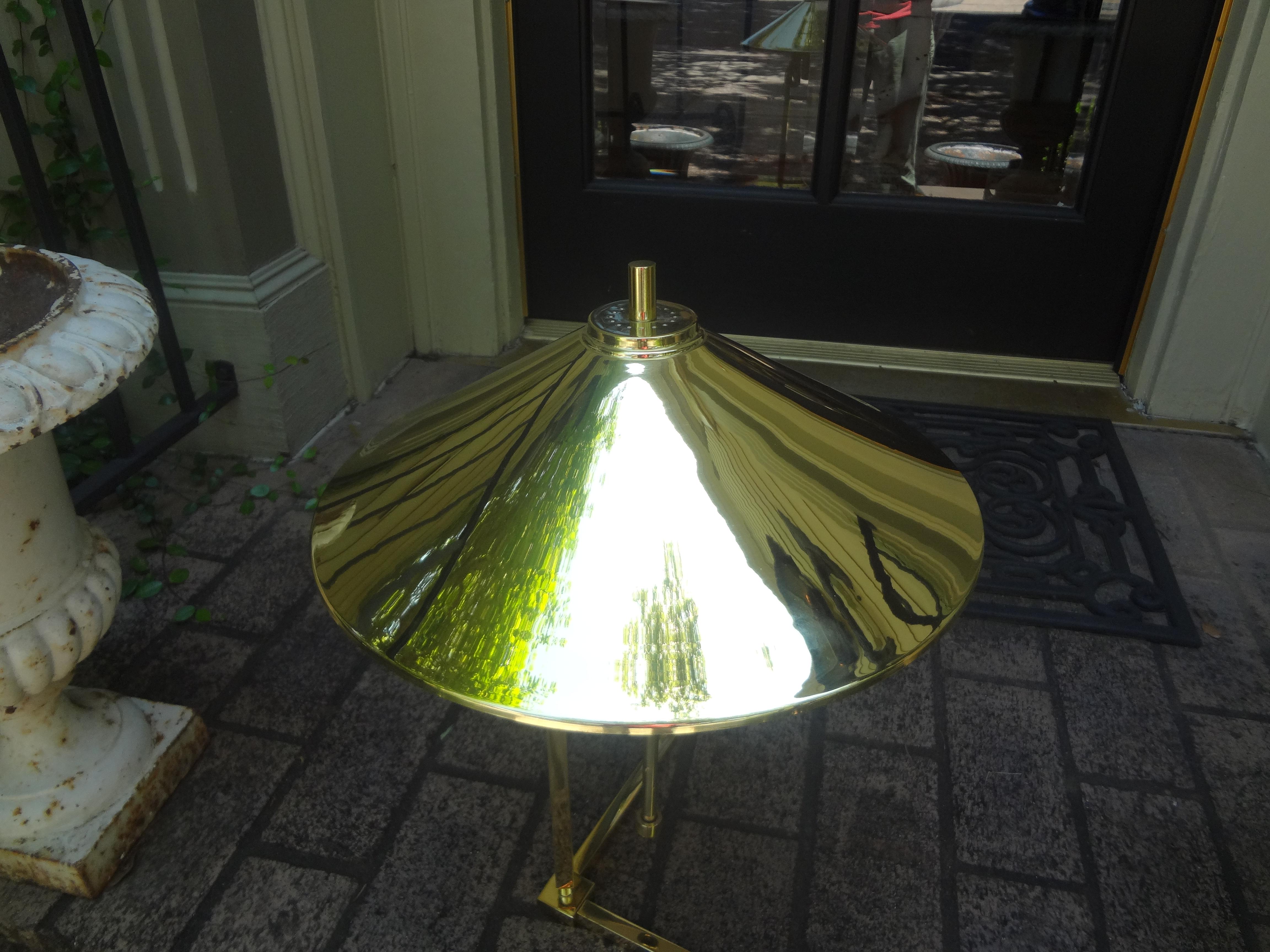 Vintage Polished Brass Lamp with Brass Shade 5