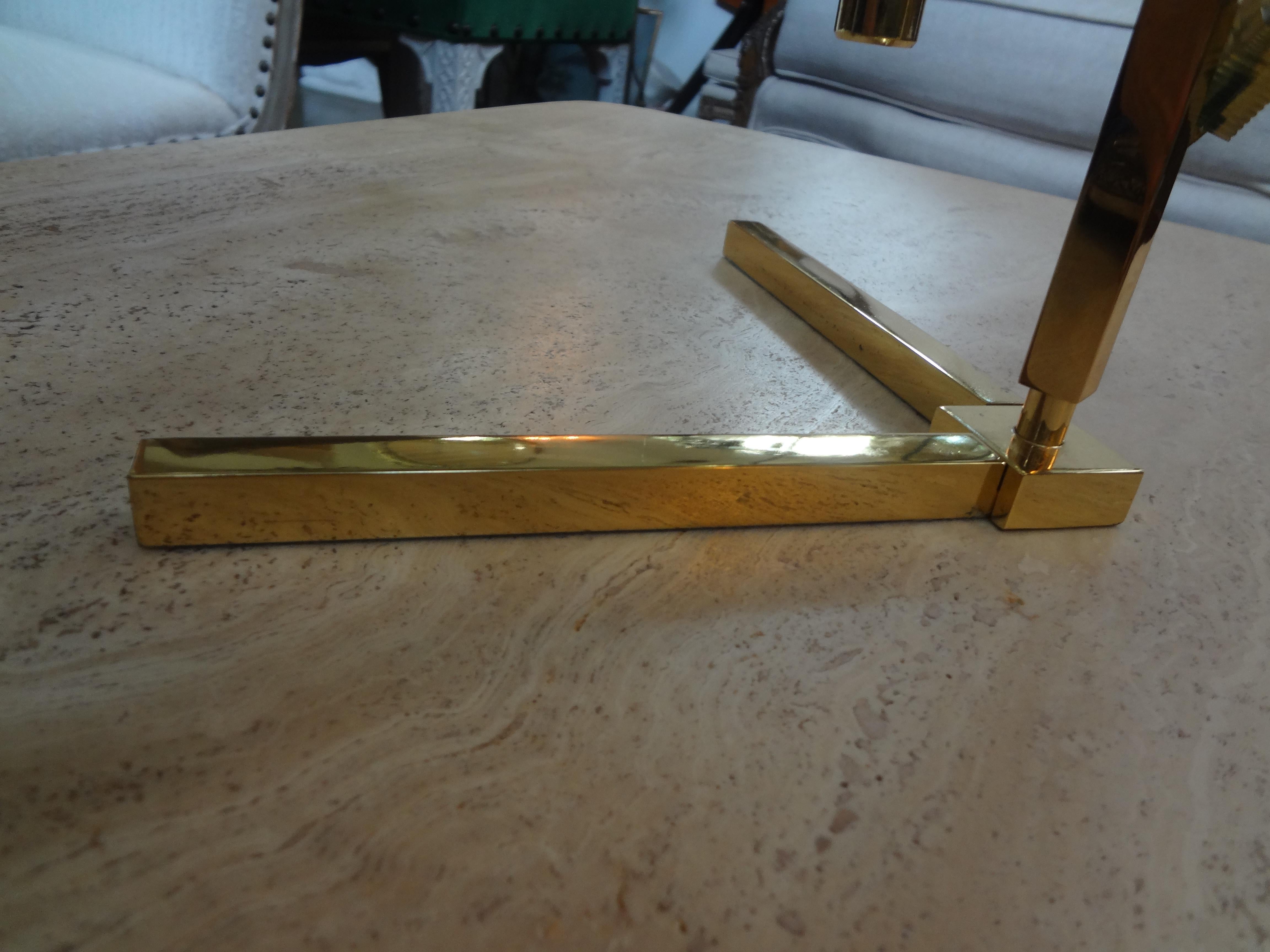 Vintage Polished Brass Lamp with Brass Shade 6