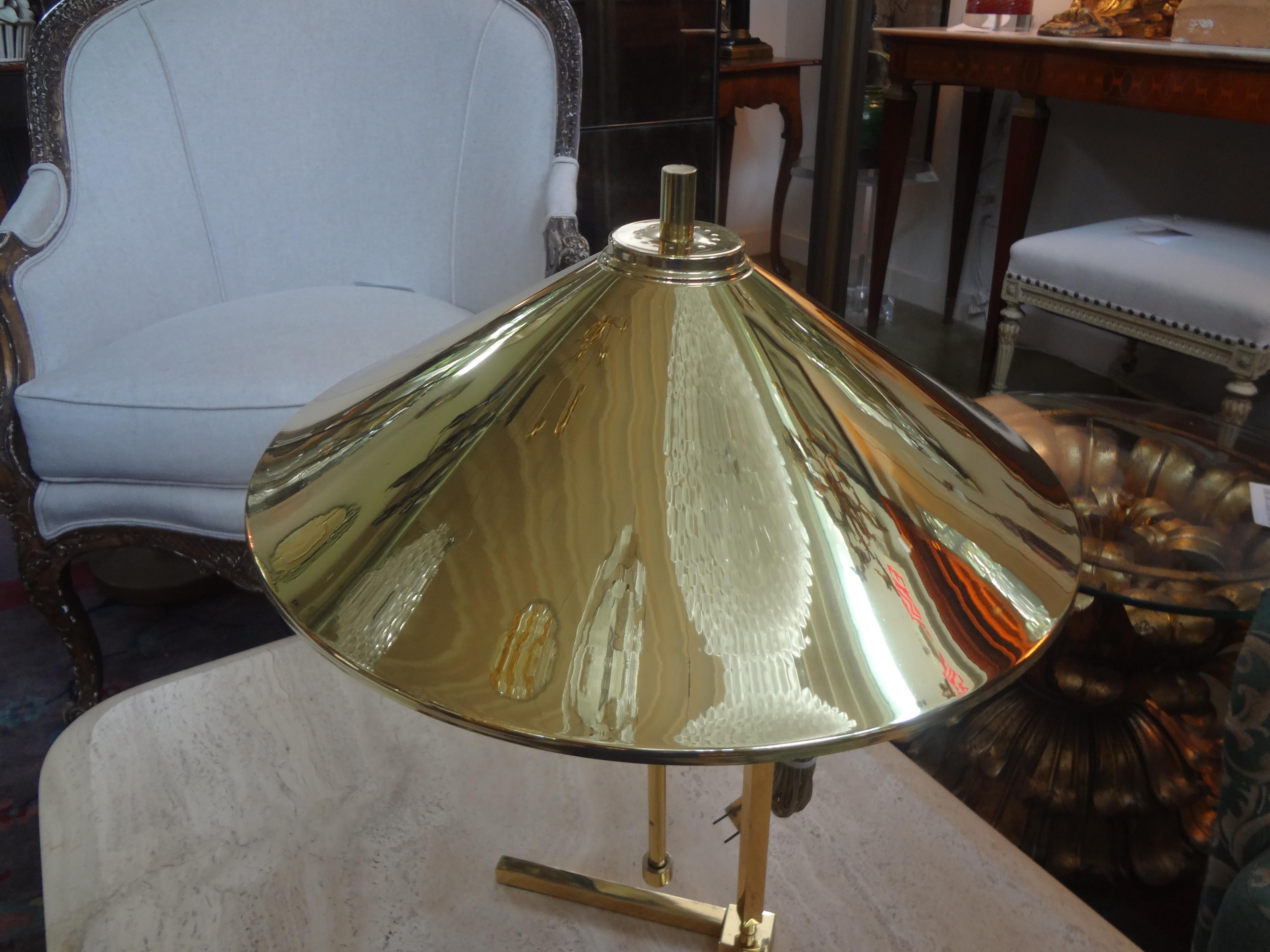 antique brass lamp with brass shade
