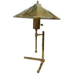 Vintage Polished Brass Lamp with Brass Shade
