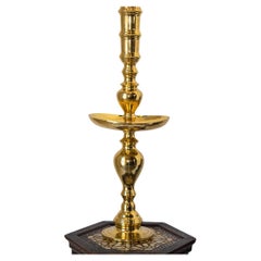 Used Polished Brass Moroccan Pillar Candle Holder