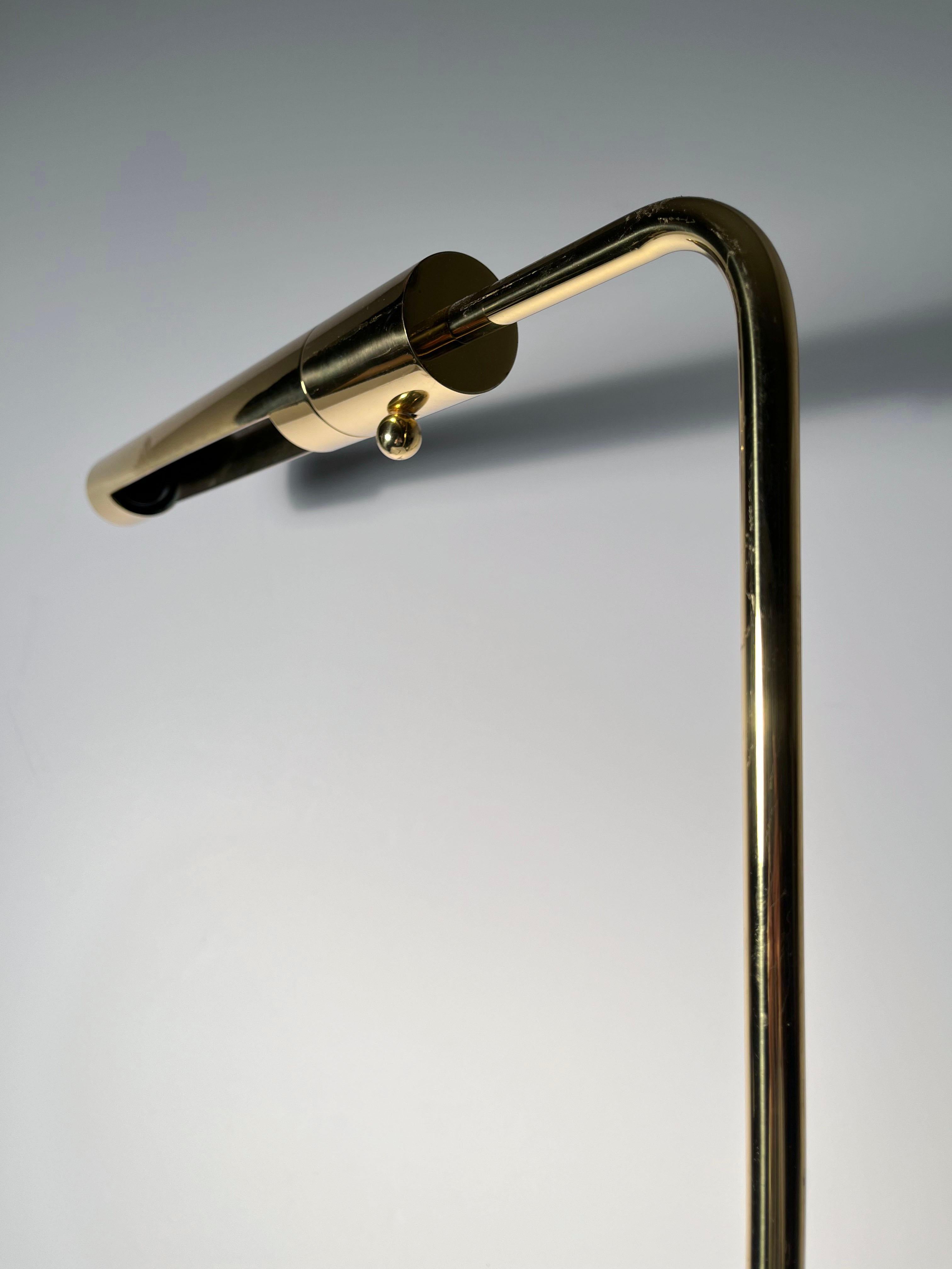 20th Century Vintage Polished Brass Reading / Task Floor Lamp by Casella For Sale