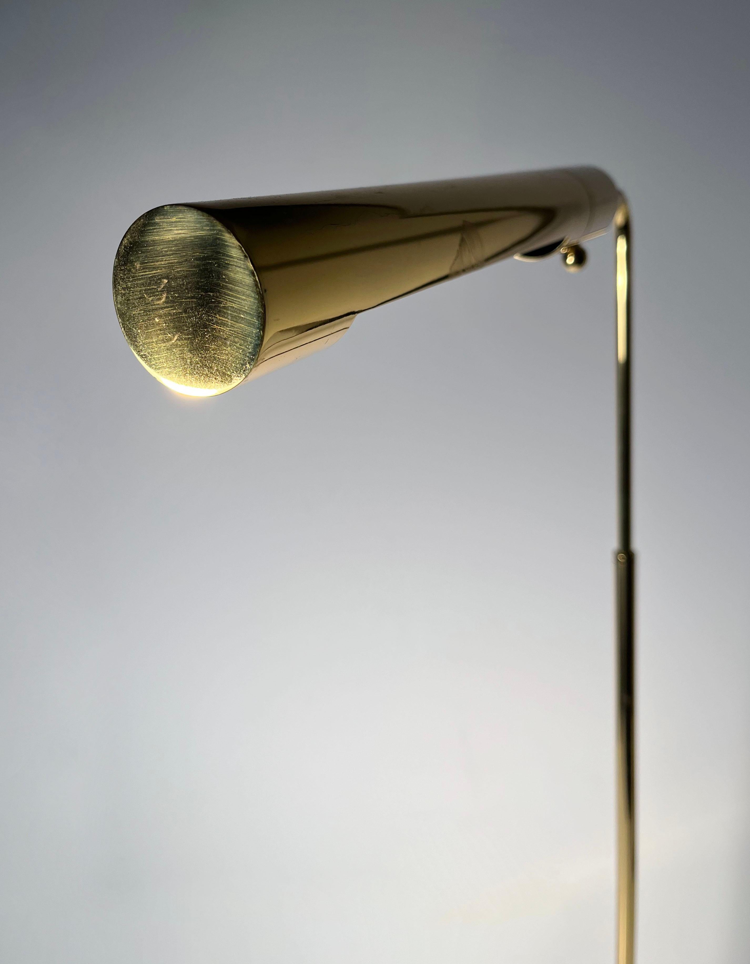 Vintage Polished Brass Reading / Task Floor Lamp by Casella For Sale 1