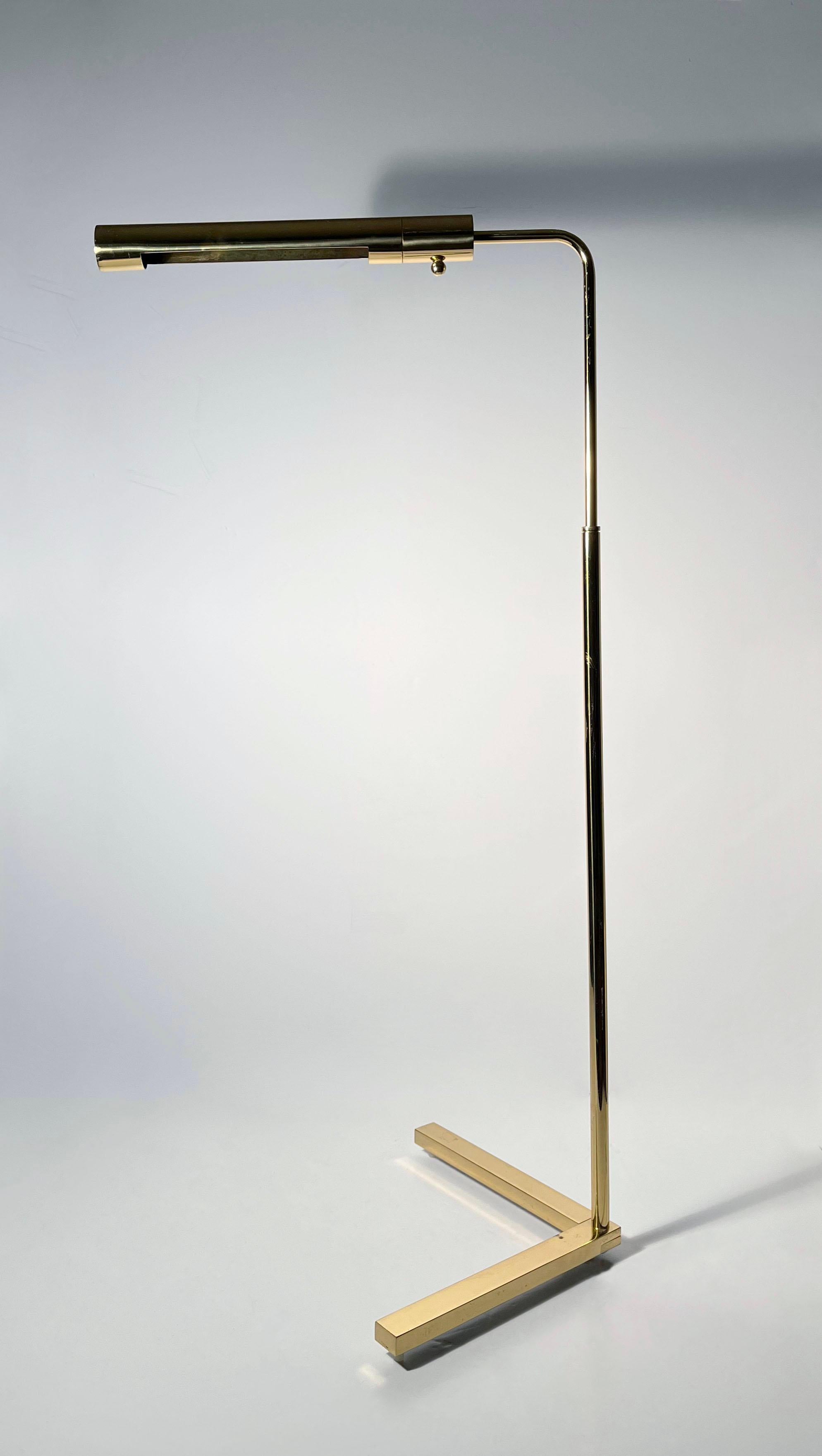 Vintage Polished Brass Reading / Task Floor Lamp by Casella For Sale 2