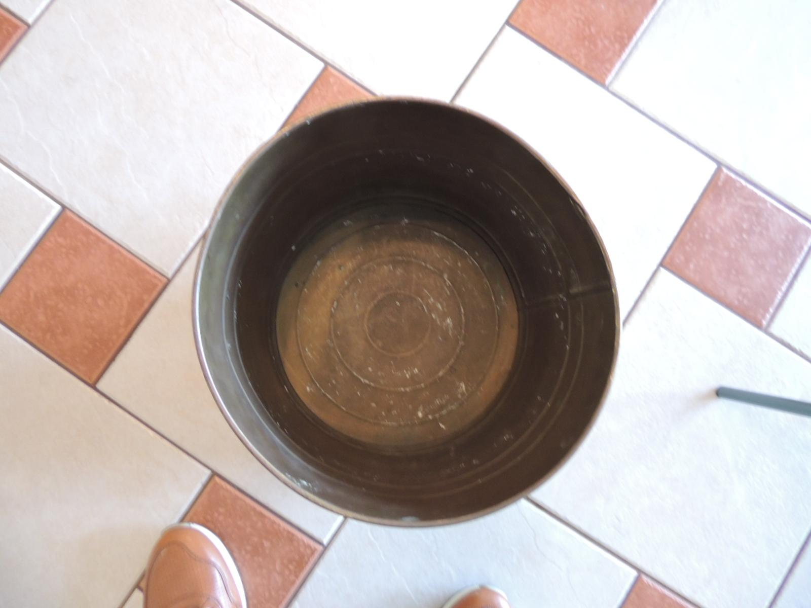 Indian Vintage Polished Brass Round Cauldron with Lions Heads