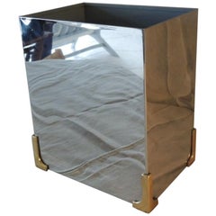 Vintage Polished Chrome Deco Style Wastebasket