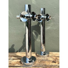 Vintage Polished Chrome Lamps After Sonneman - A Pair