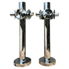 Vintage Polished Chrome Lamps After Sonneman - A Pair