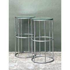 Vintage Polished Chrome Pedestals - A Pair