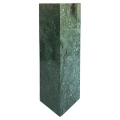 Vintage Polished Green Marble Square Column Pedestal