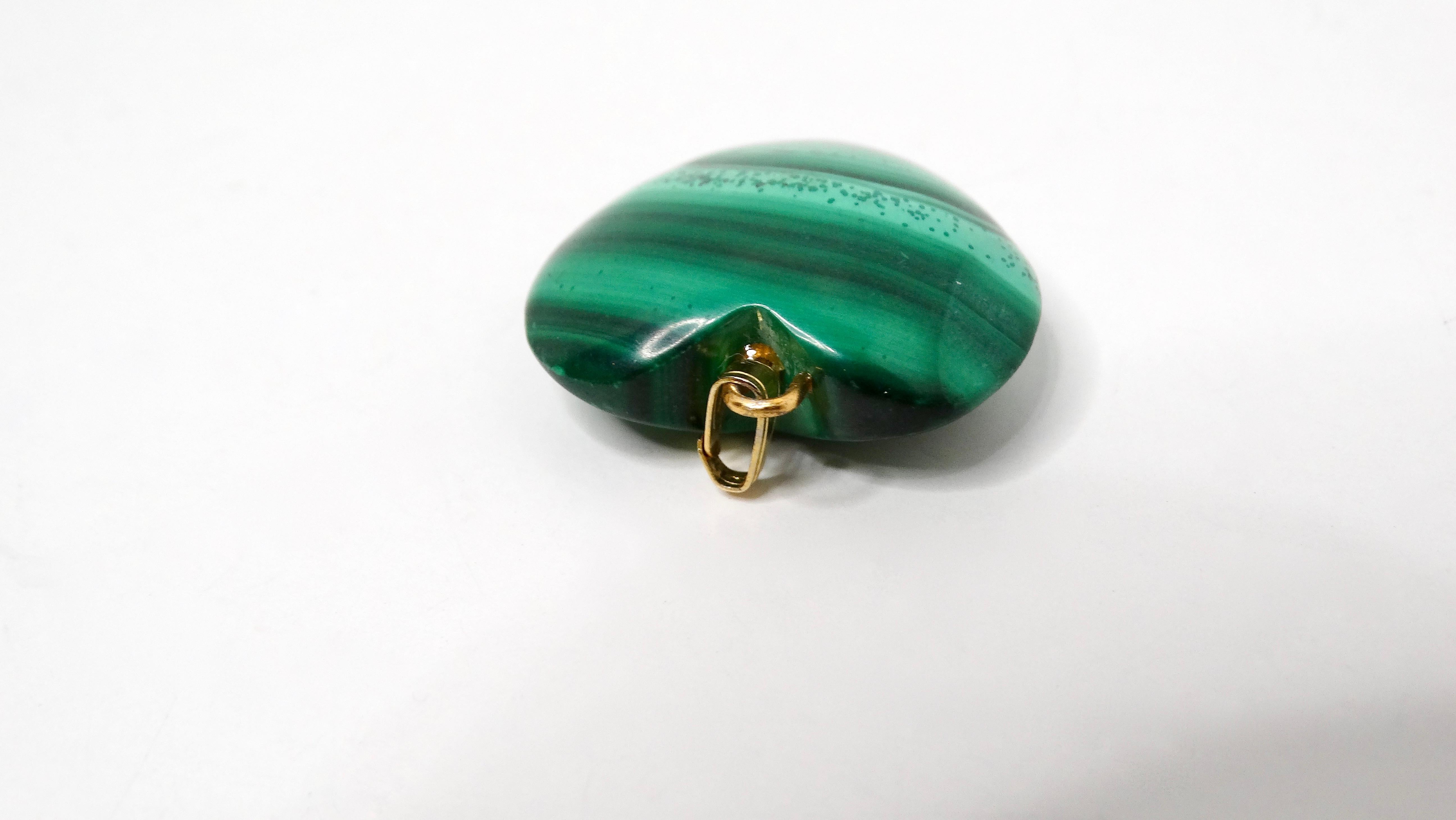 Ciondolo a cuore in malachite lucida vintage In condizioni buone in vendita a Scottsdale, AZ