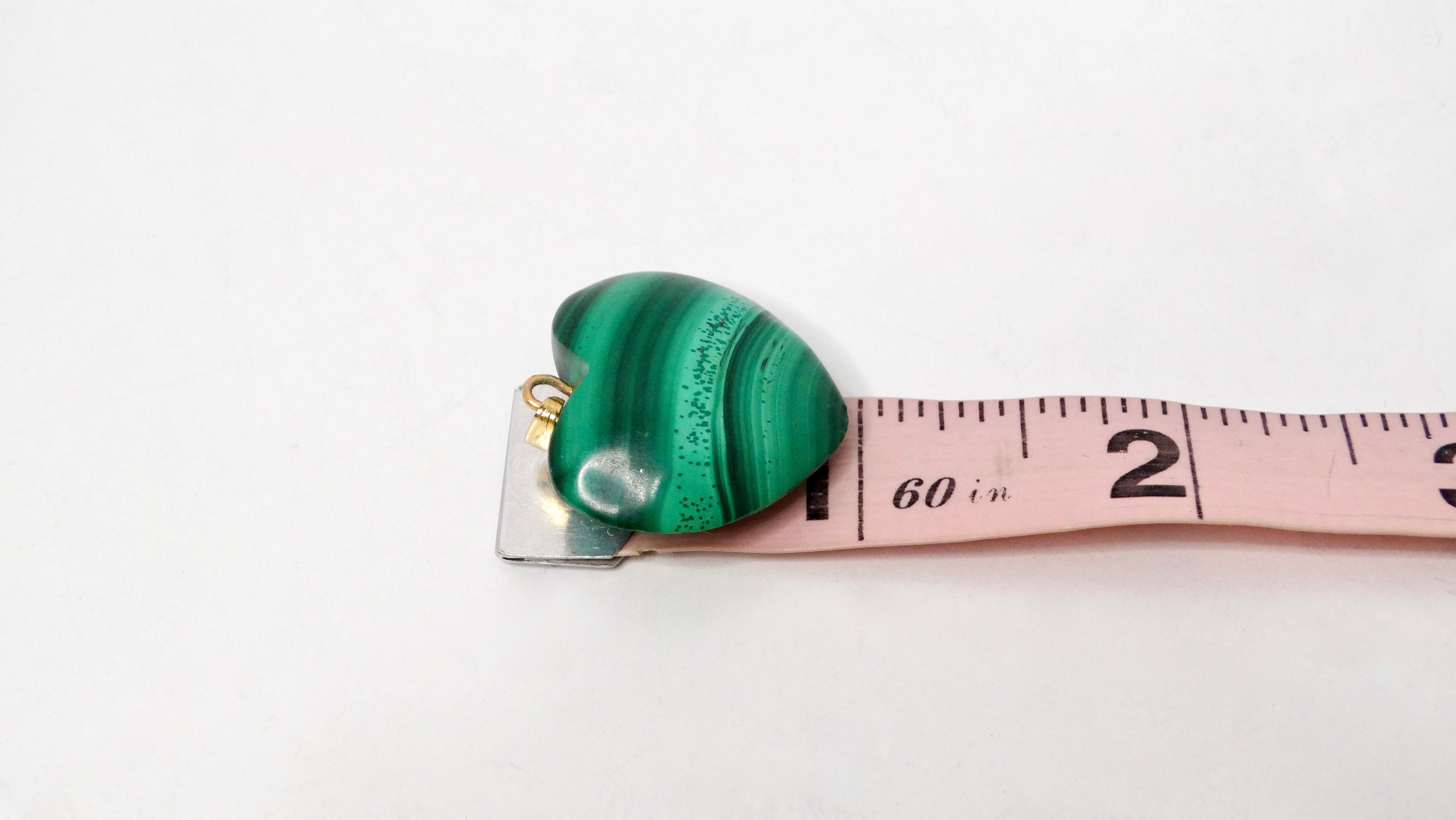 Donna Ciondolo a cuore in malachite lucida vintage in vendita