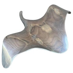 Vintage Polished Metal and Stone Stingray Sculpture