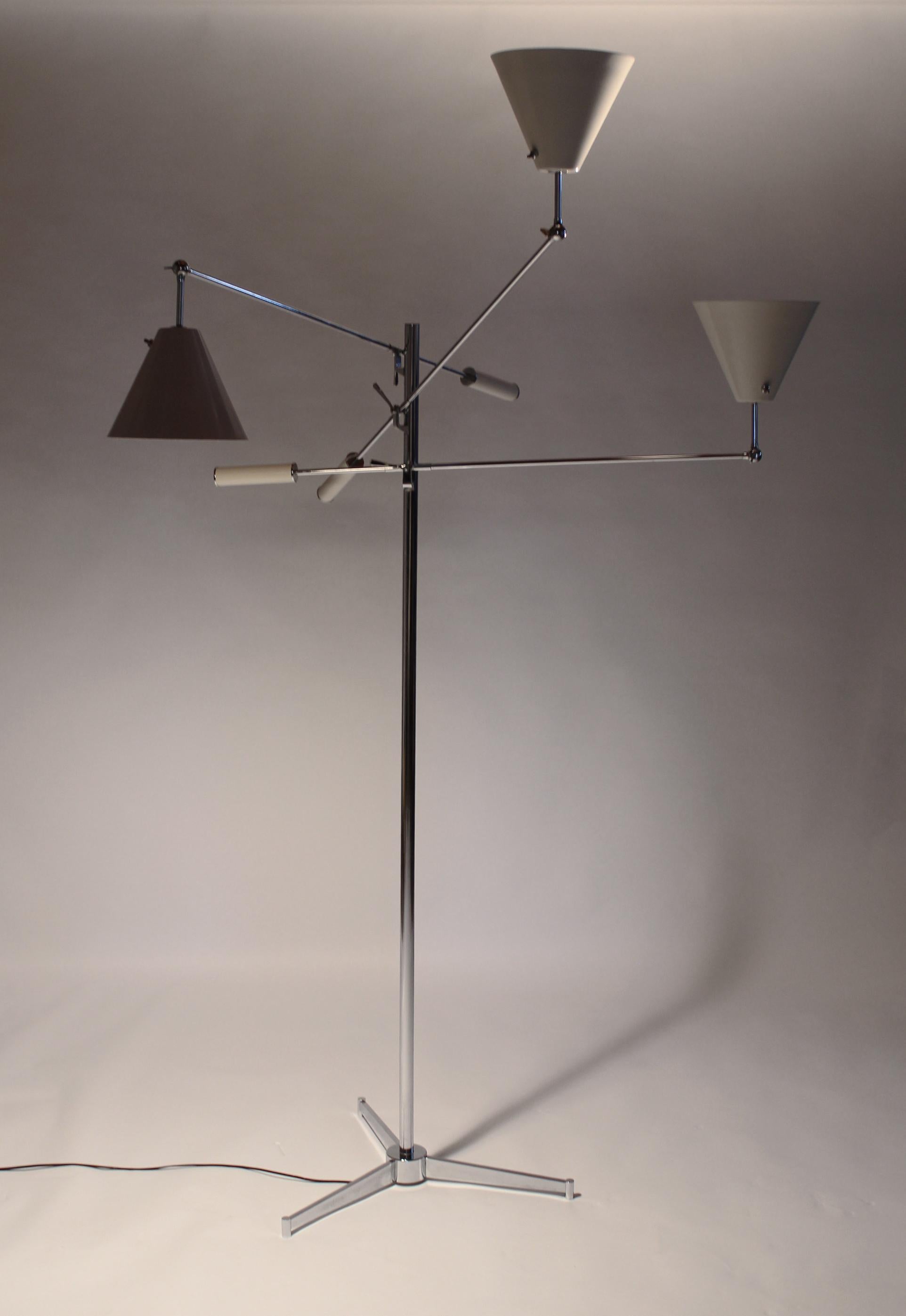 Vintage Polished Nickel Arredoluce Monza Triennale Floor Lamp with Tripod Base 3