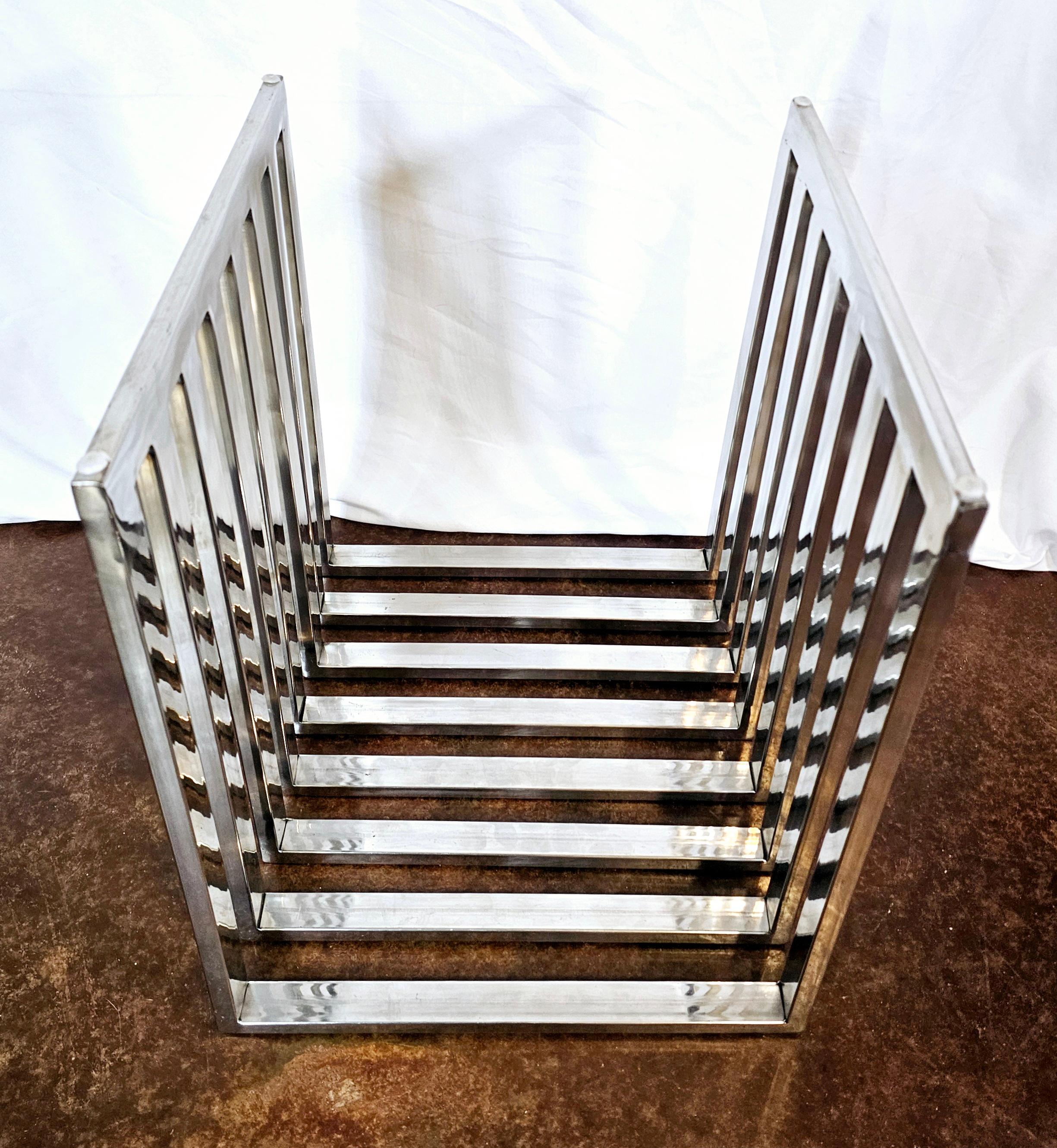 Vintage Polished Stainless Steel Bench/ Side Table For Sale 4
