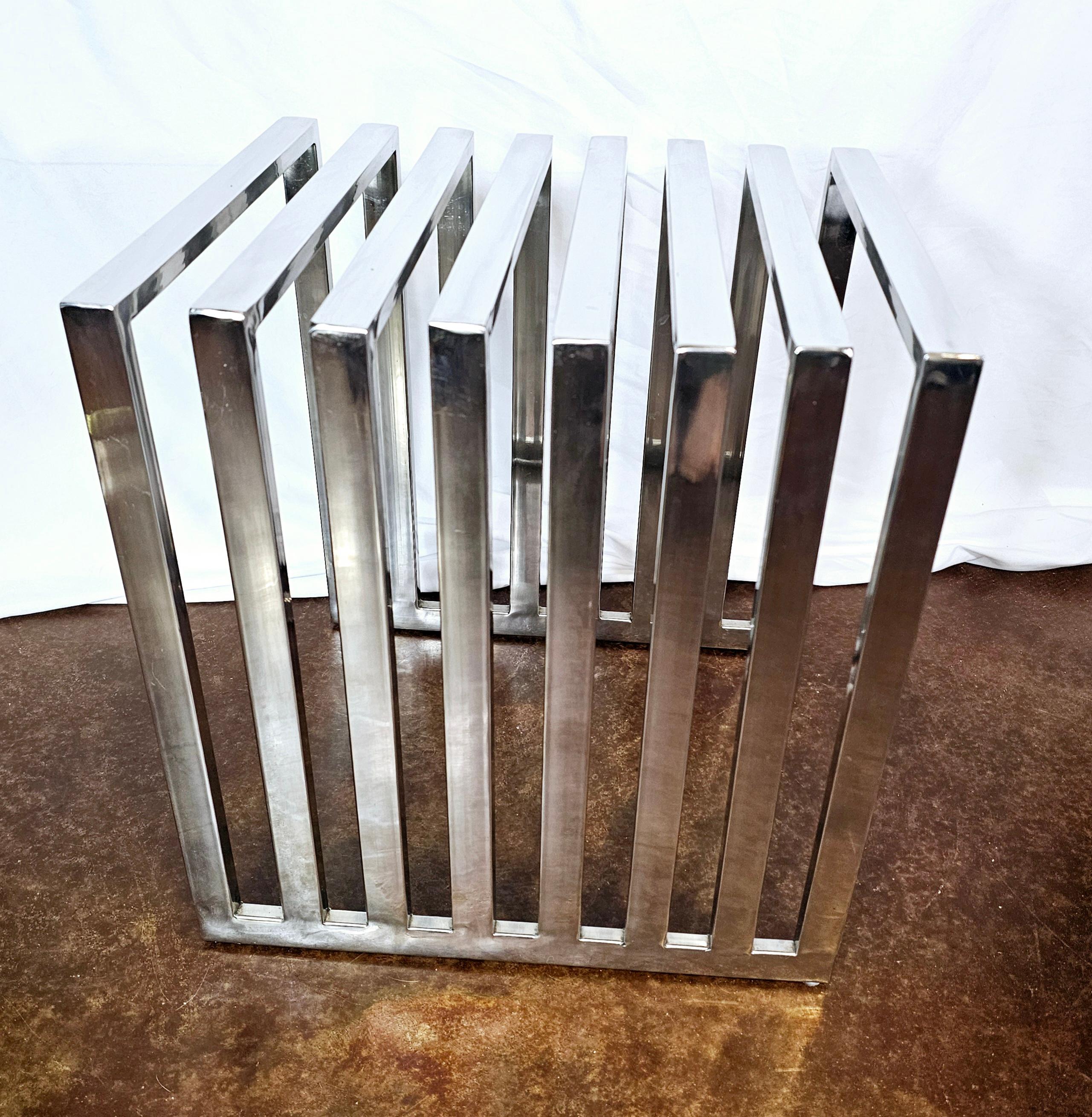 Vintage Polished Stainless Steel Bench/ Side Table For Sale 5