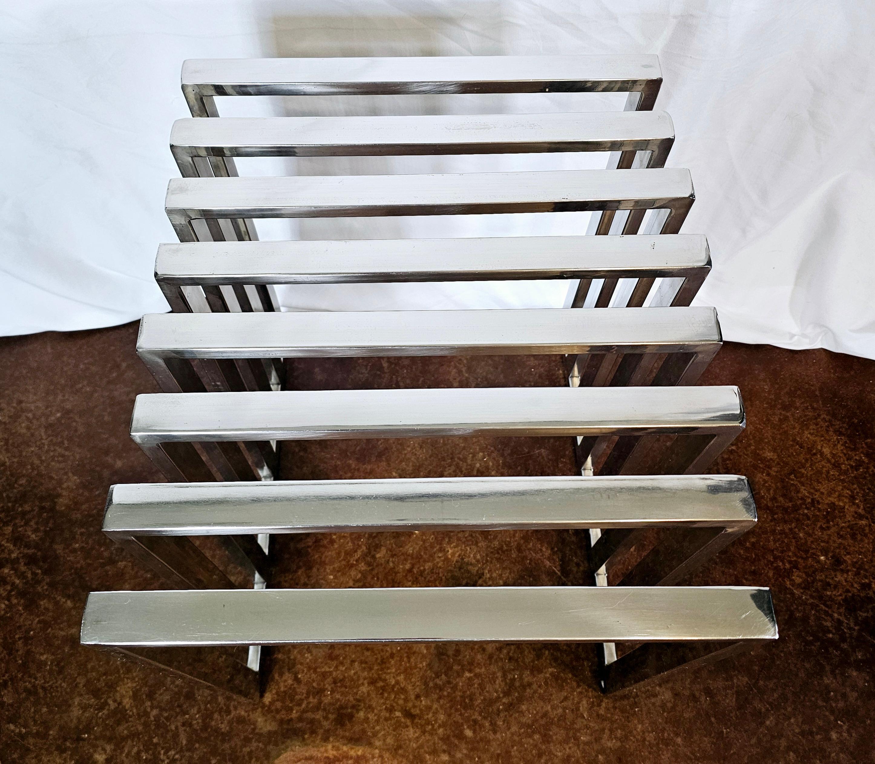 Vintage Polished Stainless Steel Bench/ Side Table For Sale 10