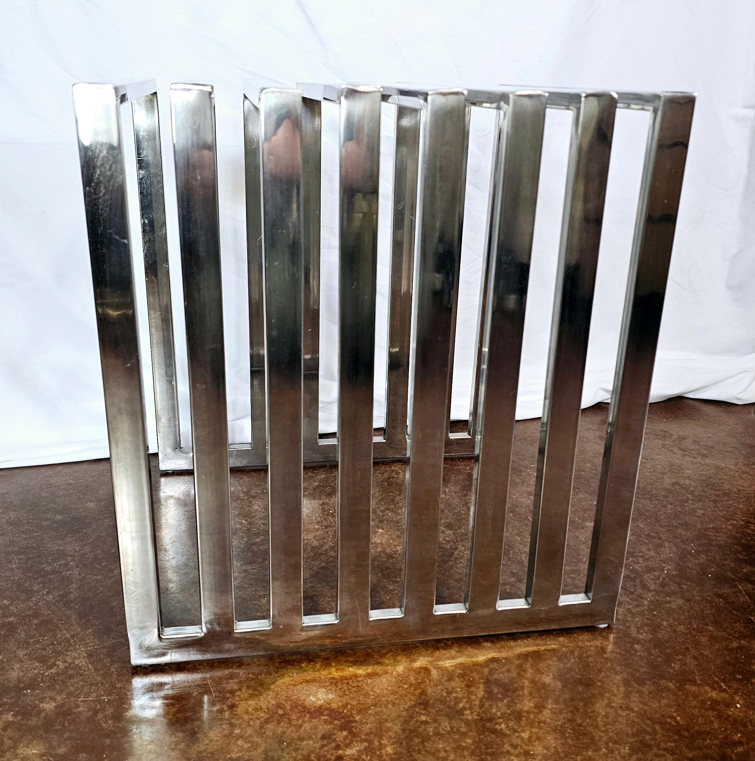 Unknown Vintage Polished Stainless Steel Bench/ Side Table For Sale