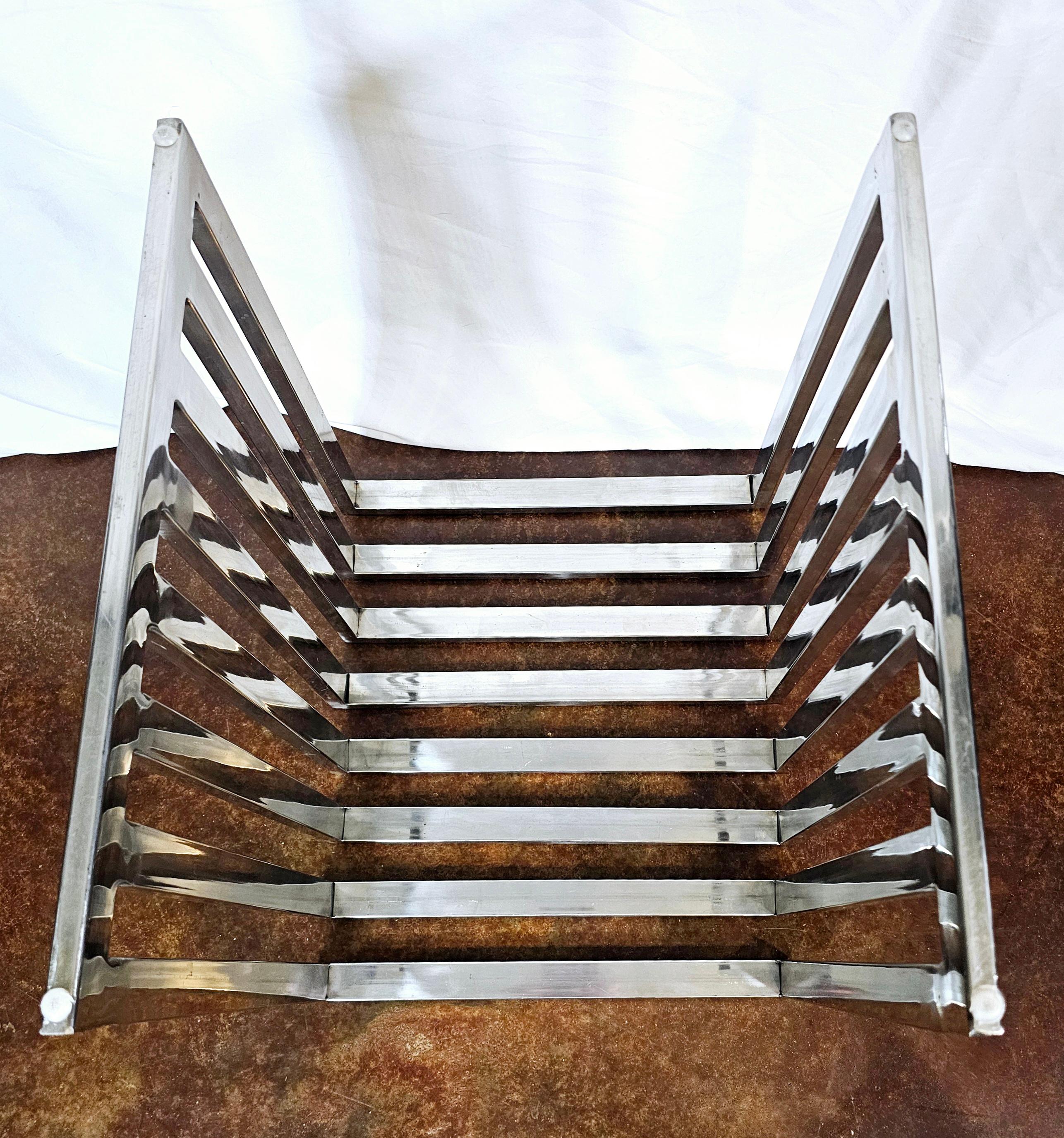 Vintage Polished Stainless Steel Bench/ Side Table For Sale 2
