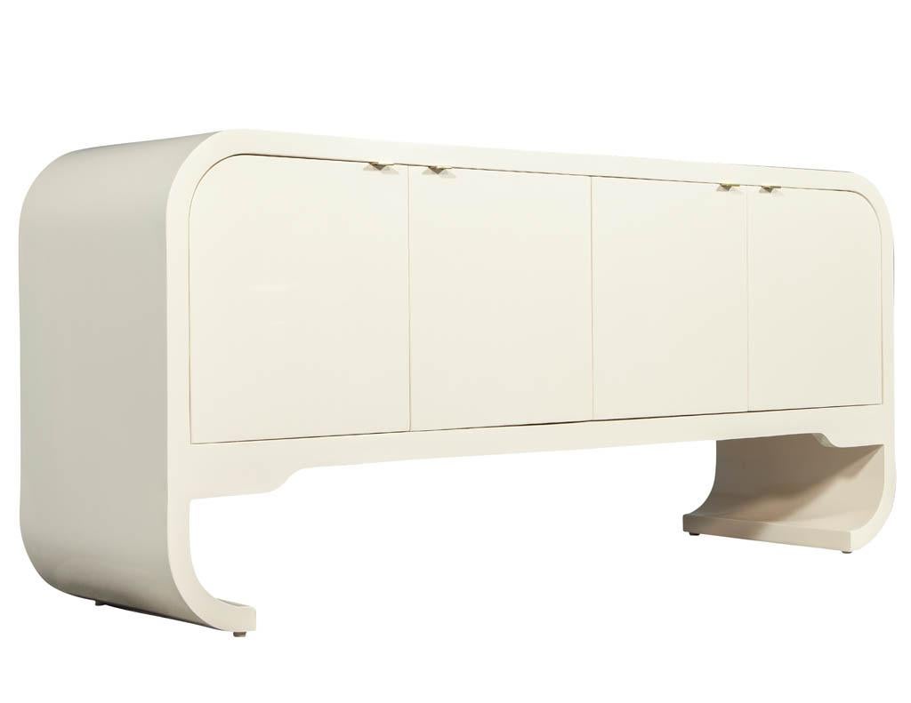 Modern Vintage Polished Waterfall Buffet Credenza