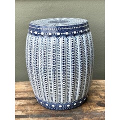 Vintage Polka Dot Glazed Ceramic Low Stool