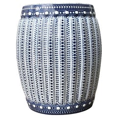 Vintage Polka Dot Glazed Ceramic Low Stool