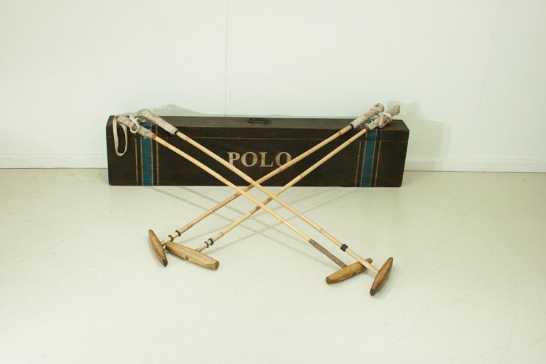 Vintage Polo Mallets in Pine Polo Mallet Travel Box at 1stDibs