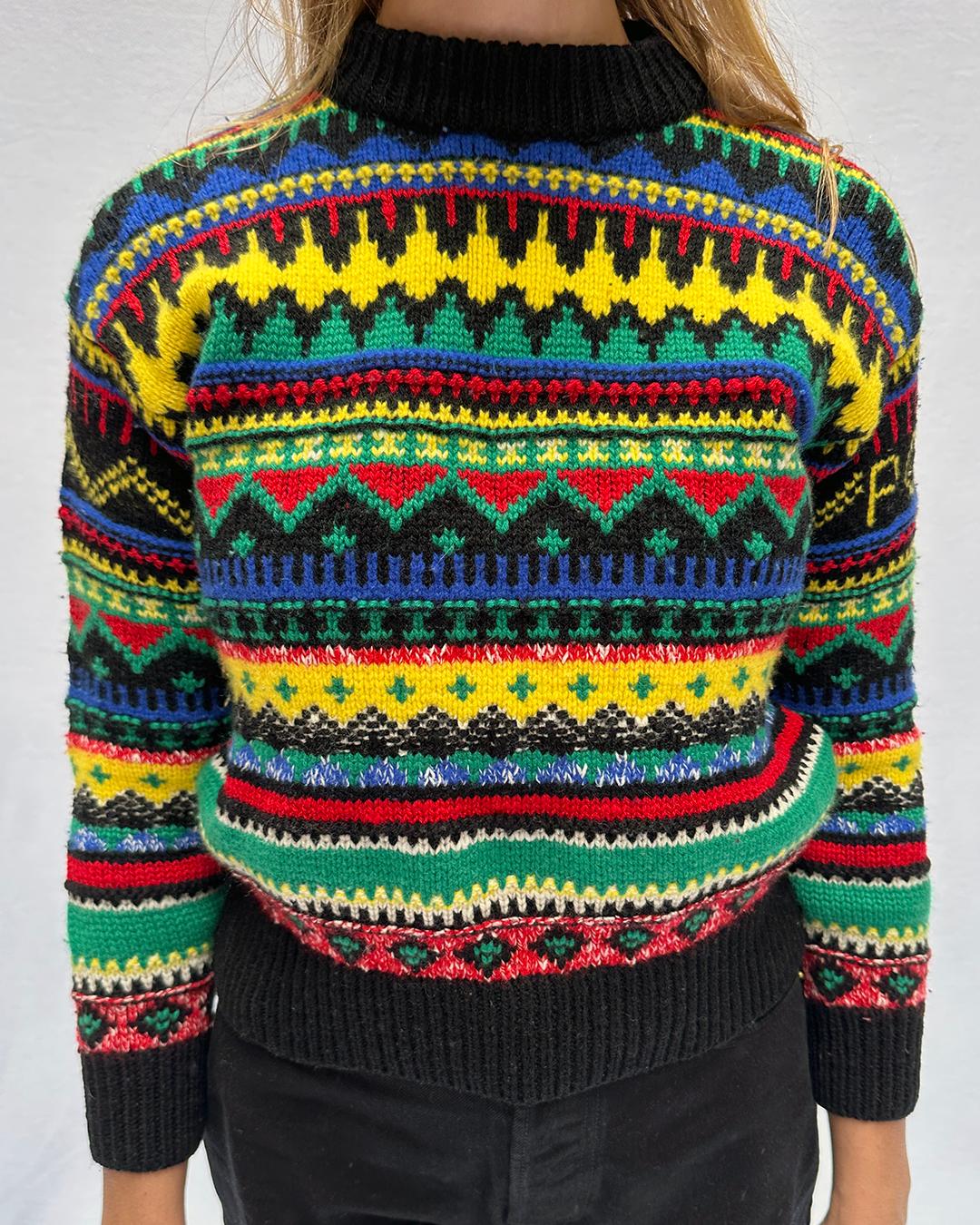 Vintage Polo Ralph Lauren Fair Isle Cashmere Wool Sweater In Excellent Condition In New York, NY
