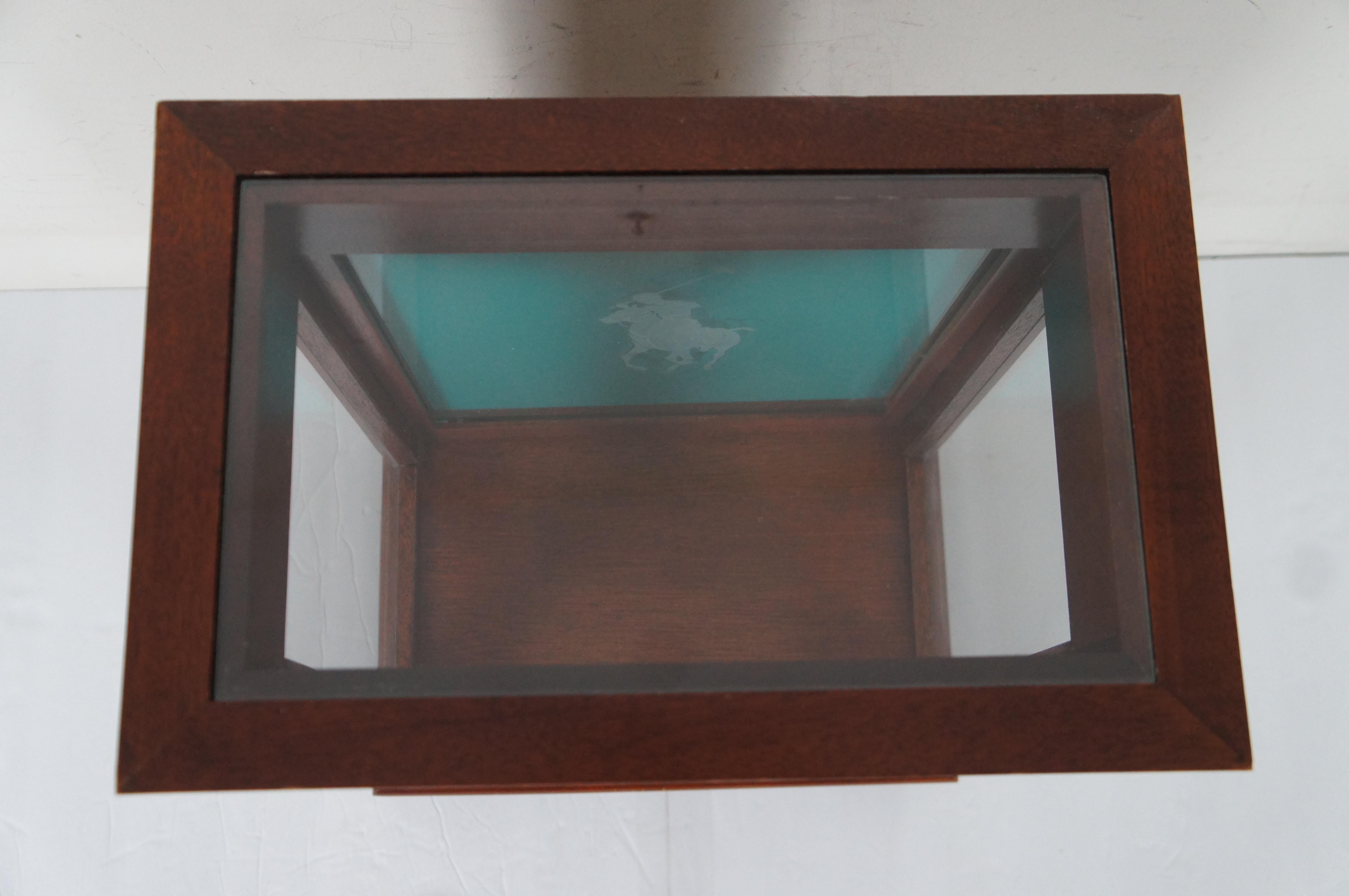 Vintage Polo Ralph Lauren Mahogany Display Case Glass Front Showcase Curio 1