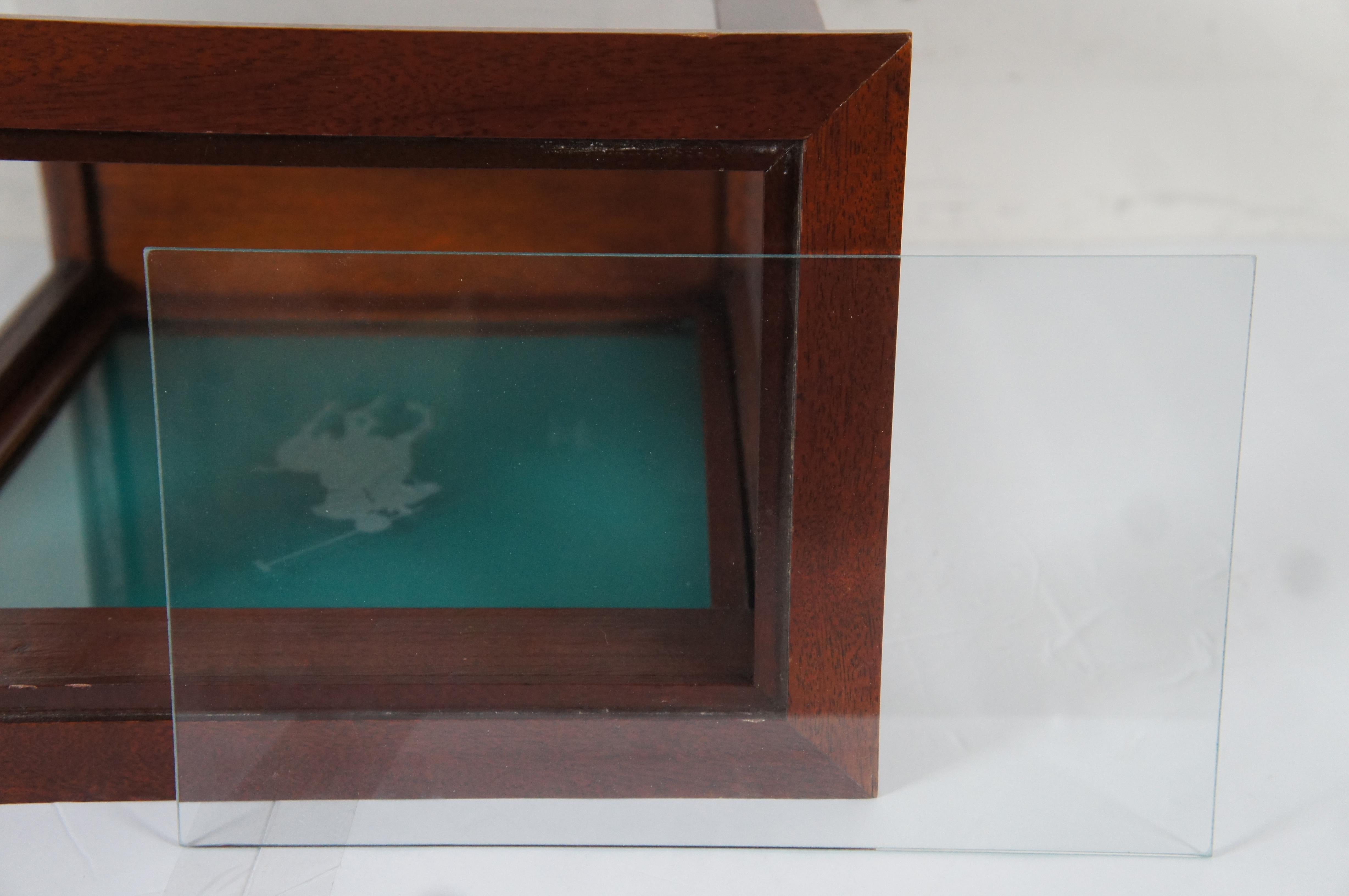 Vintage Polo Ralph Lauren Mahogany Display Case Glass Front Showcase Curio 3