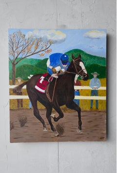 Vintage Polo Ralph Lauren Style Racehorse Painting