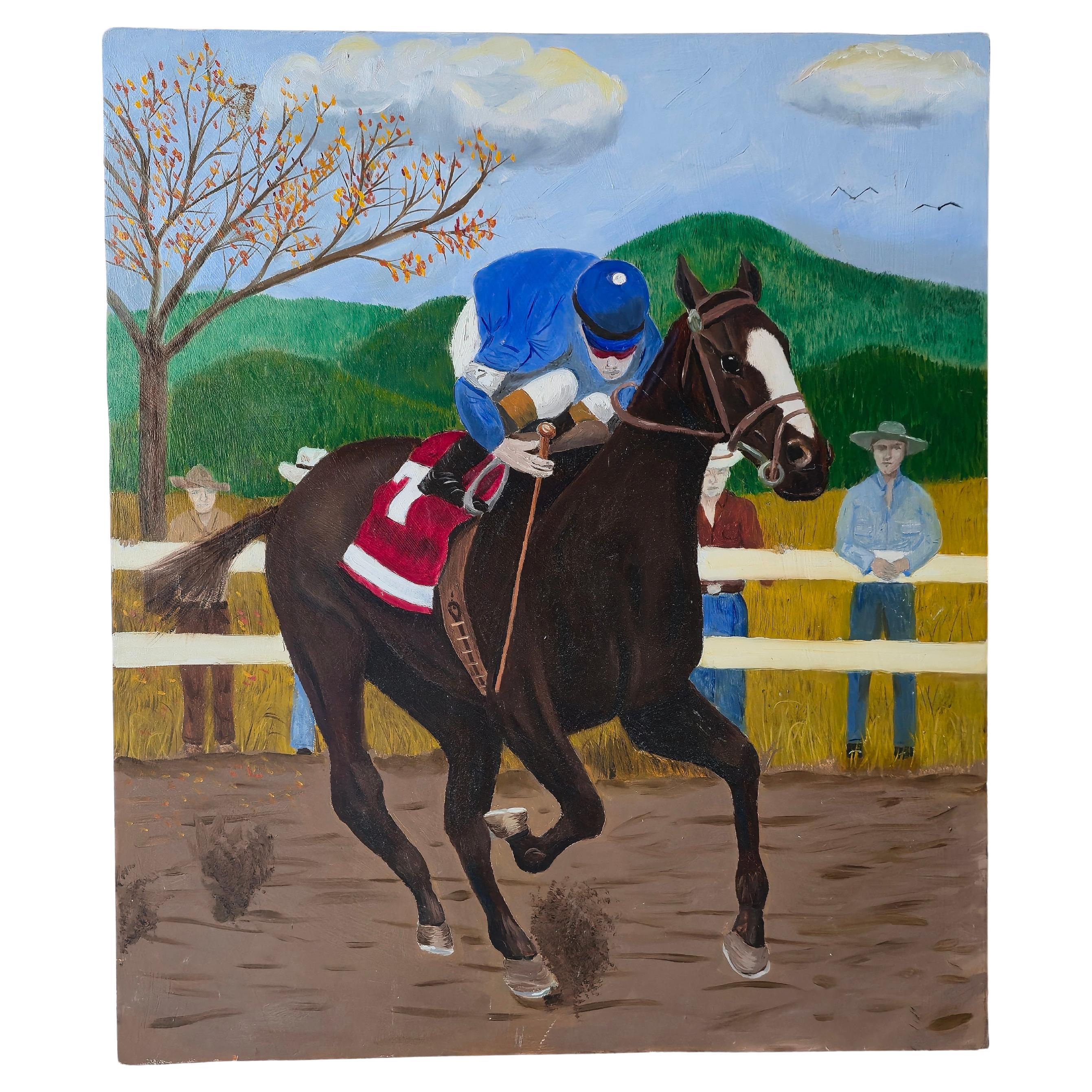 Vintage Polo Ralph Lauren Style Racehorse Painting