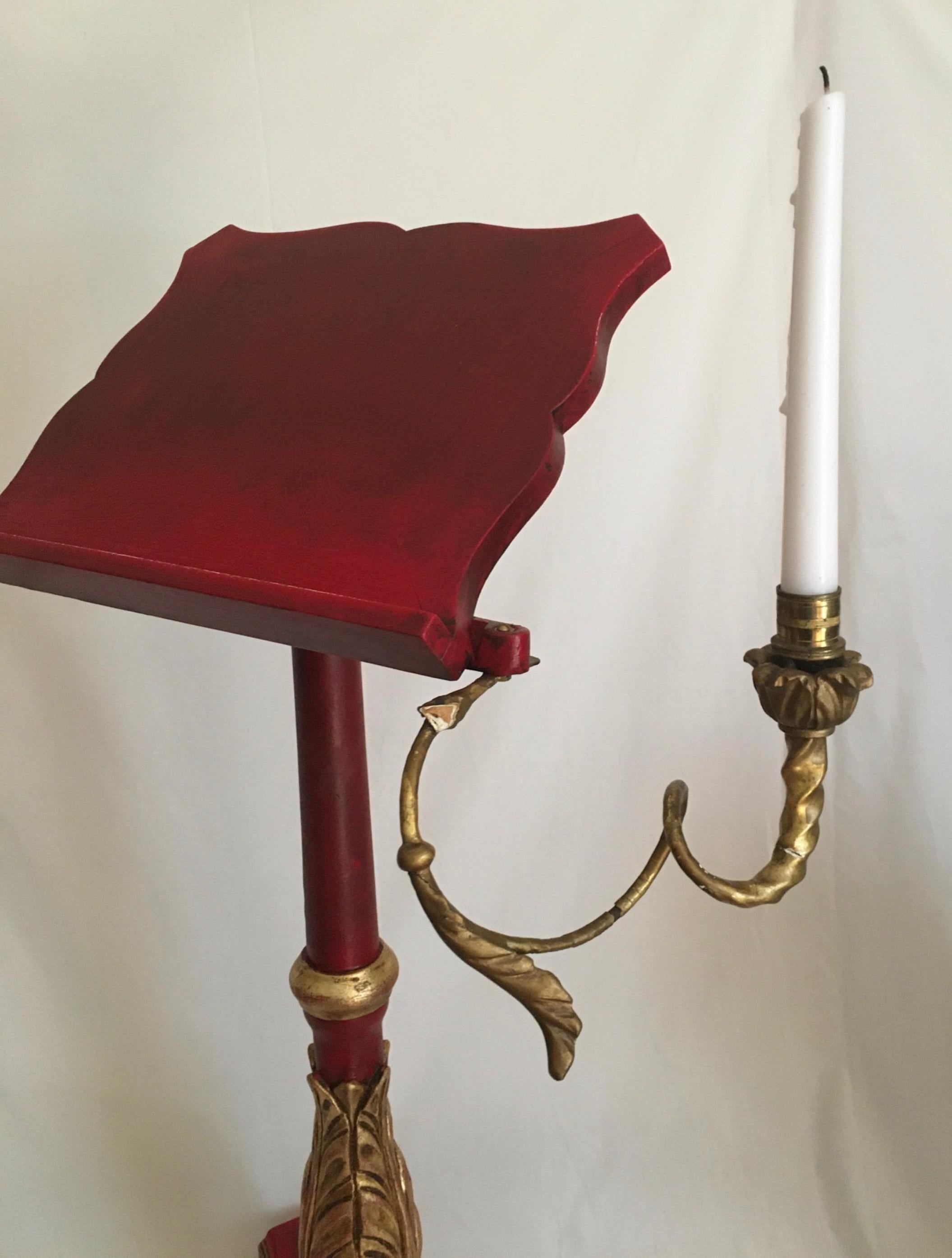 Vintage Polychrome and Gilded Venetian Music Stand In Good Condition In Vero Beach, FL