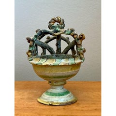 Vintage Polychrome Ceramic Crown Incensario