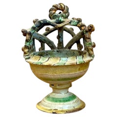 Vintage Polychrome Ceramic Crown Incensario
