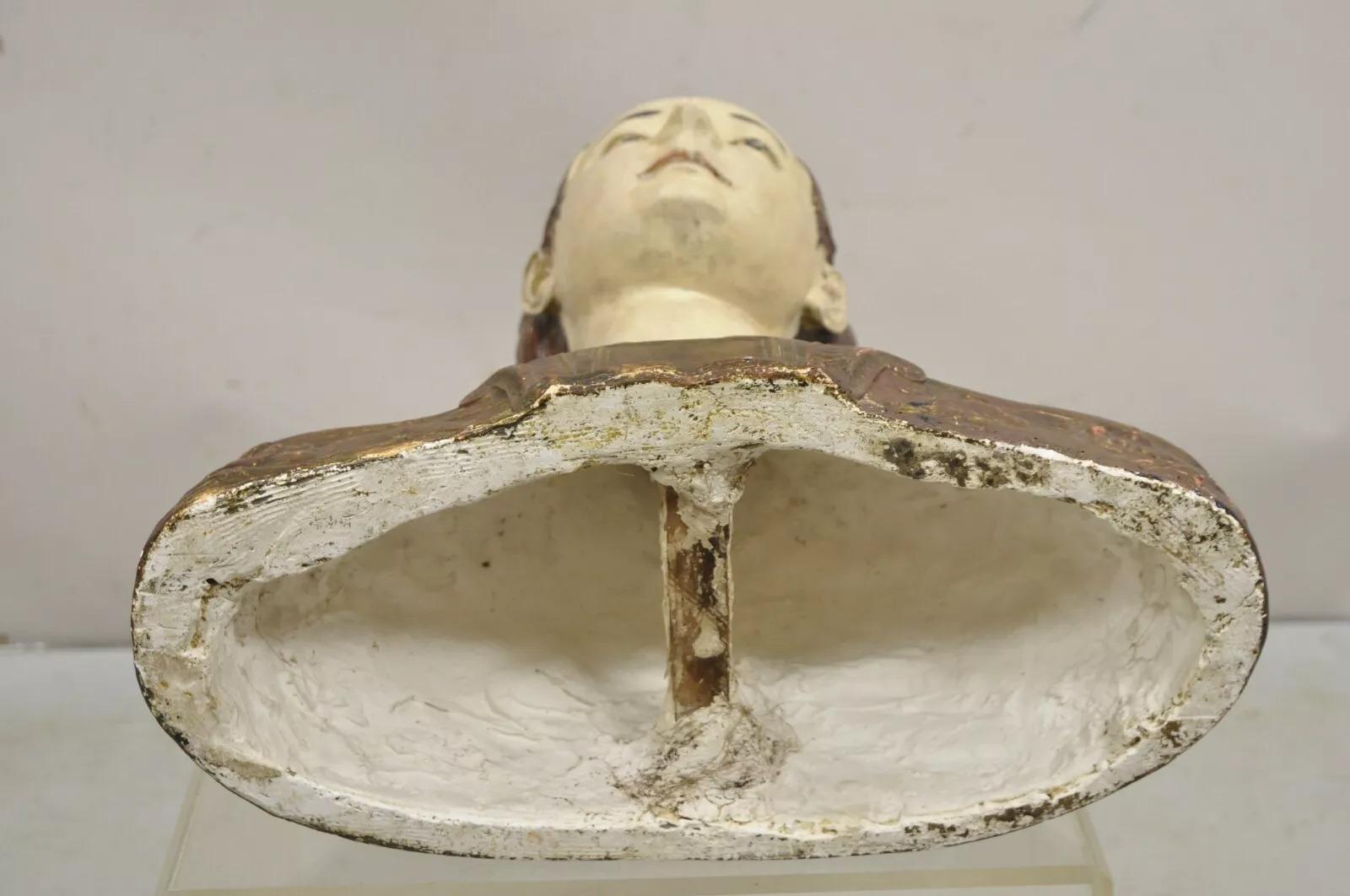 Vintage Busto in gesso policromo Ippolita Maria Sforza Statua in stile rinascimentale in vendita 4
