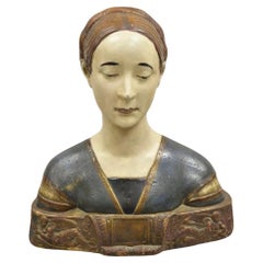 Polychrome Gipsbüste Ippolita Maria Sforza im Renaissance-Stil, Vintage