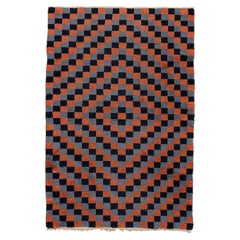 Vintage Polychrome Tibetan Meditation Checkerboard Rug