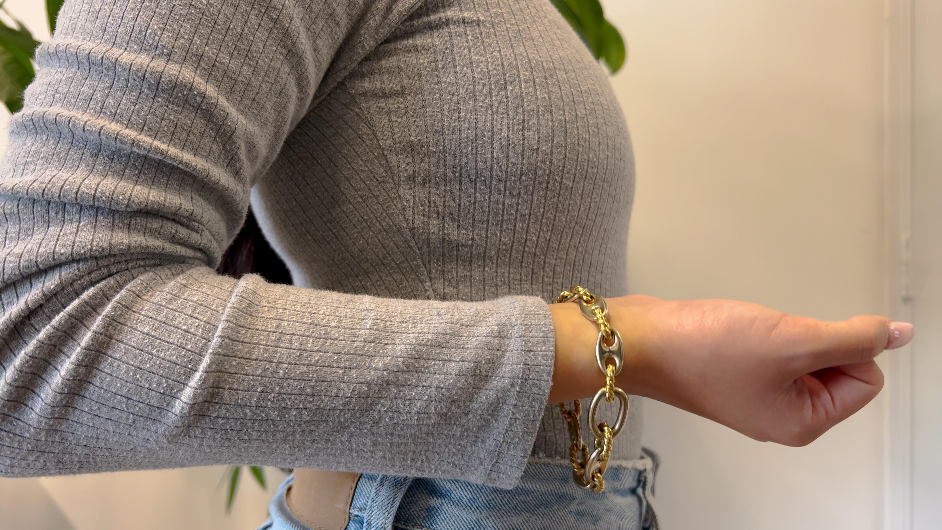 Vintage Pomellato 18k Gold zwei Tone Mariner's Link Armband für Damen oder Herren