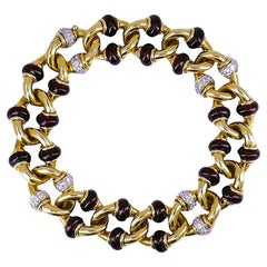 Retro Pomellato Bracelet 18k Gold Garnet Diamond Estate Jewelry