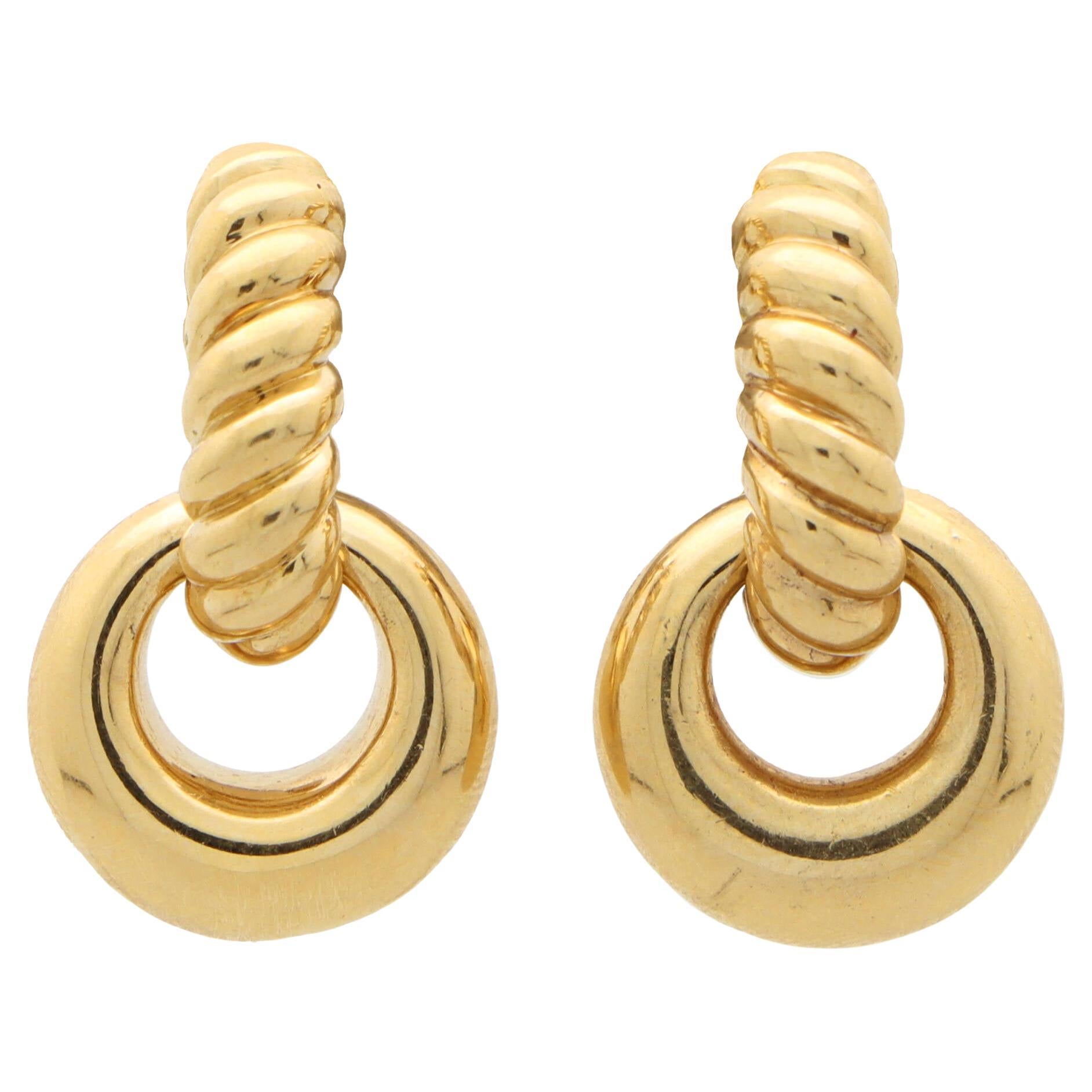 Vintage Pomellato Convertible Twisted Hoop Earrings in 18k Yellow Gold For Sale