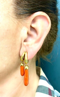 Vintage Pomellato Coral Gold Earrings