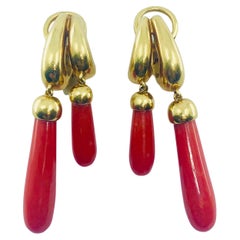 Vintage Pomellato Coral Gold Earrings