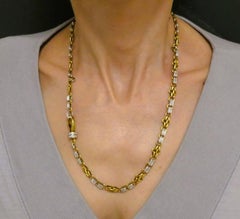 Vintage Pomellato Diamond Chain Necklace 18k White Yellow Gold Estate Jewelry