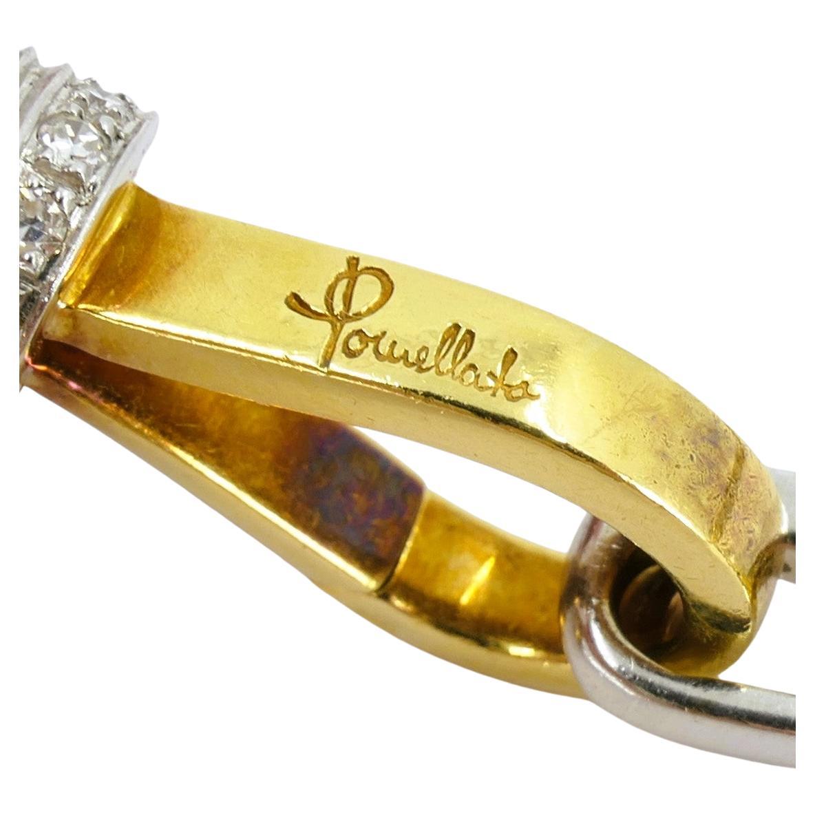 Mixed Cut Vintage Pomellato Diamond Chain Necklace 18k White Yellow Gold Estate Jewelry For Sale