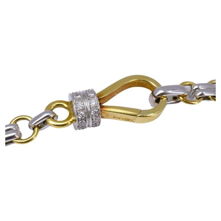 Vintage Pomellato Diamond Chain Necklace 18k White Yellow Gold Estate Jewelry For Sale 3